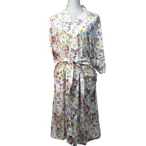 Cottagecore Floral Cotton Robe Vintage Style Housecoat Vermont Country Store M